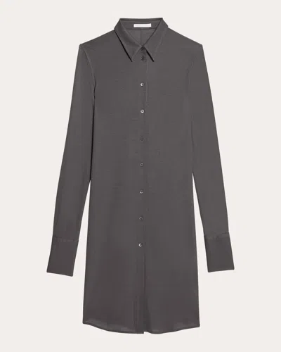 Shop Helmut Lang Women's Ribbed Shirt Dress In Black