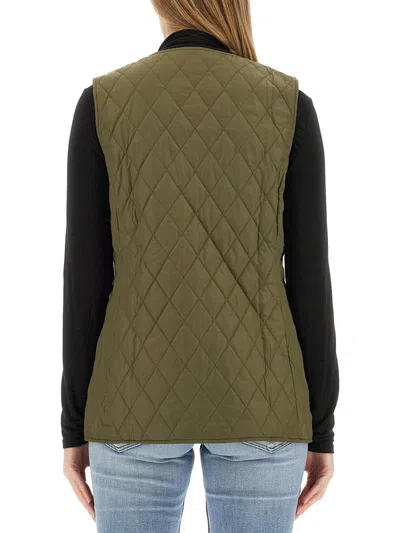 Shop Barbour X Ganni "betty" Reversible Vest In Military Green