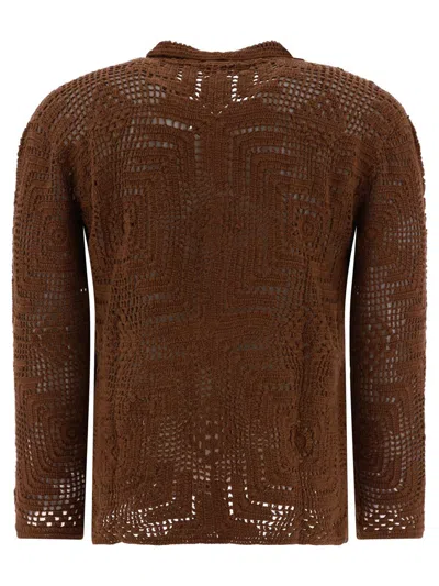 Shop Bode "overdye Crochet" Shirt In Brown