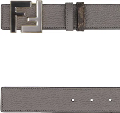 Shop Fendi Calf Leather Belt With Buckle In Grey