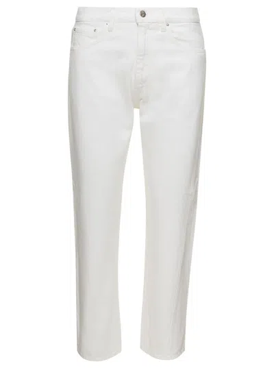 Shop Totême Straight Jeans In White Cotton Woman