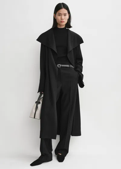 Totême Wool And Cashmere Blend Coat With Draped Design In Black