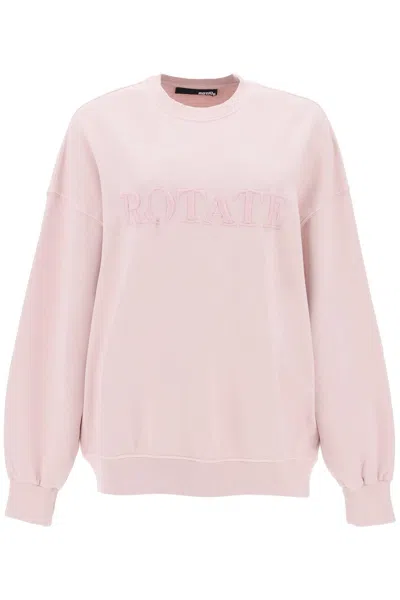 Shop Rotate Birger Christensen Organic Cotton Crewneck Sweatshirt In Pink
