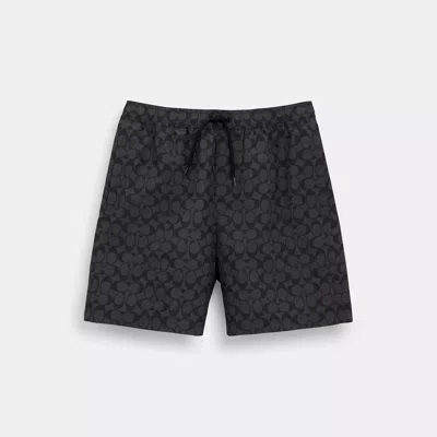 Shop Coach Outlet Signature Swim Trunks In Grey
