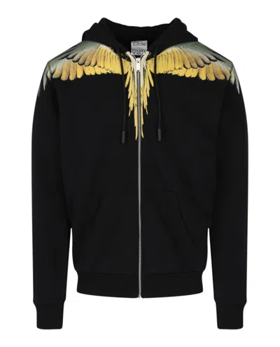 Shop Marcelo Burlon County Of Milan Printed Wings Zip-up Sweatshirt In Black