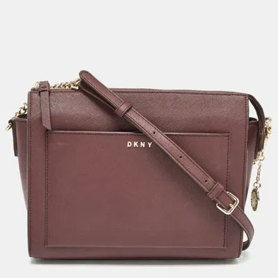 Shop Dkny Brick Saffiano Leather Ava Crossbody Bag In Red