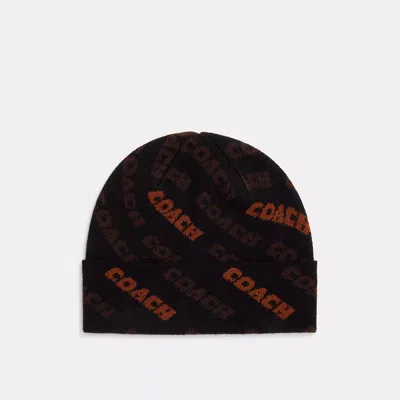Shop Coach Outlet Coach Text Knit Beanie In Multi