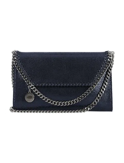 Shop Stella Mccartney Mini Flap Falabella Shiny Bag In Ink