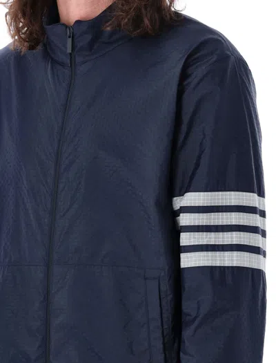 Shop Thom Browne Funnel Neck Jacket W/ 4 Bar In Ultra Lig In Navy