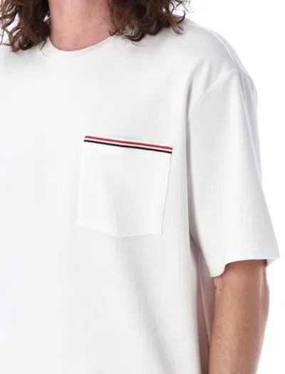 Shop Thom Browne Oversized Short Sleeves T-shirt In White