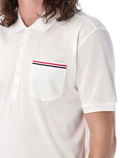 Shop Thom Browne Pocket Polo In Fine Mercerized Pique In White