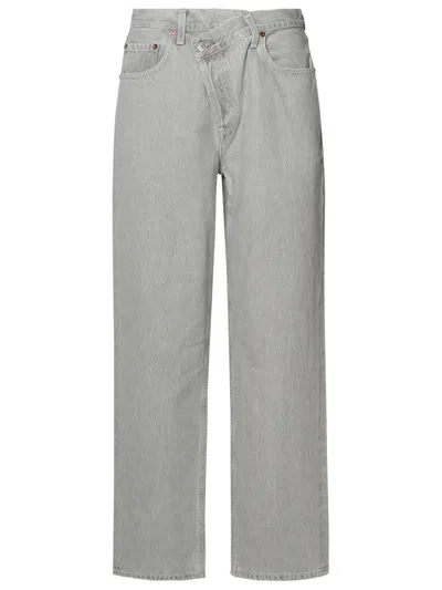 Shop Agolde 'criss Cross' Grey Organic Cotton Jeans
