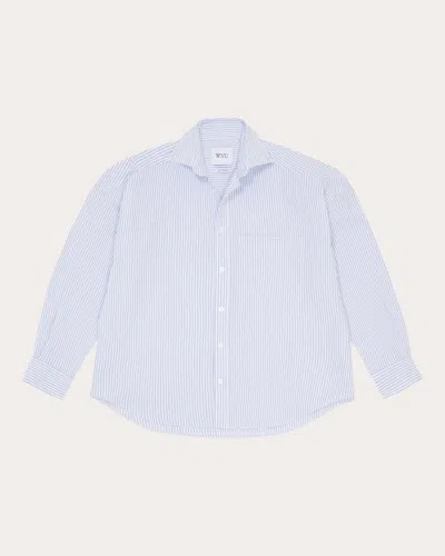 Shop With Nothing Underneath Women's The Weekend Seersucker Shirt In Blue