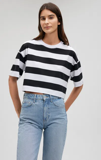 Shop Mavi Boxy Crew Neck T-shirt In Bold Stripe In Black