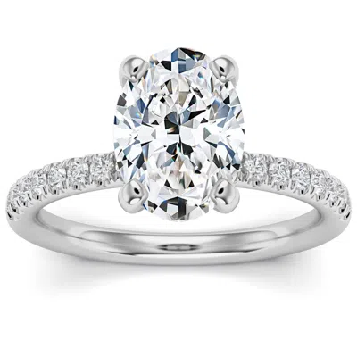 Shop Pompeii3 3 1/2ct Oval Diamond Engagement Ring Lab Grown In 14k White, Yellow Or Rose Gold In Silver