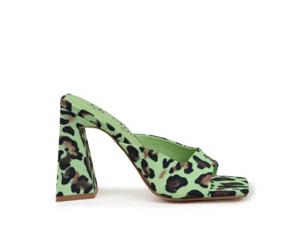 So Me Shoes Women's Slides Sandals In Green Leopard In Multi