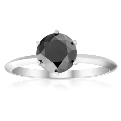 Shop Pompeii3 1 1/2 Ct Black Diamond Solitaire Engagement Ring 14k White Gold