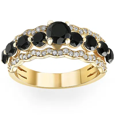Pompeii3 2 3/4ct Black Diamond Engagement Ring 14k Yellow Gold In Black