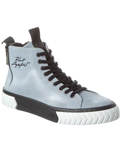 Shop Karl Lagerfeld Embroidered Suede High-top Sneaker In Green