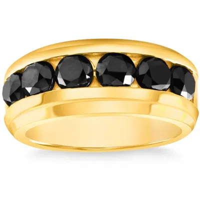 Shop Pompeii3 4 3/8ct Tw Black Diamond Men's Ring 10k Yellow Or White Gold