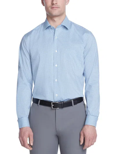 Shop Van Heusen Mens Check Print Stretch Button-down Shirt In Blue