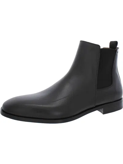 Shop Hugo Boss Lisbon Mens Leather Chelsea Boots In Brown