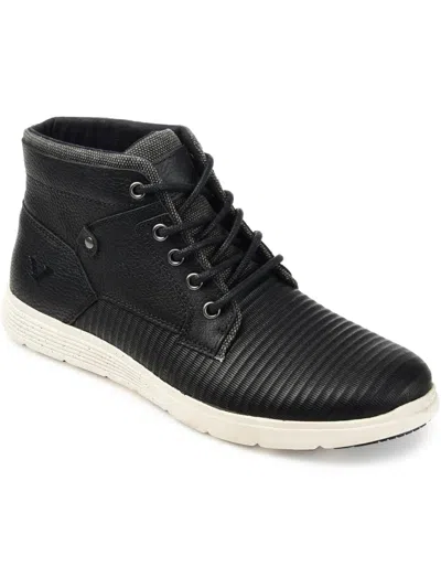 Shop Territory Axel Mens Leather Lifestyle Casual And Fashion Sneakers In Black