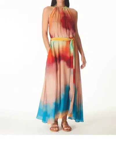 Shop Gilner Farrar Talia Maxi Dress In Blue Lagoon Print In Multi