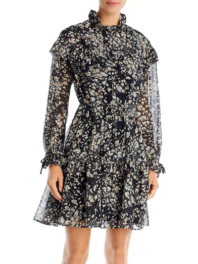 Shop Hugo Boss Denada Womens Floral Print Short Mini Dress In Black