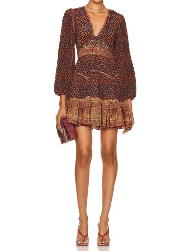Ulla Johnson Hayana Printed Tiered Silk Crepe De Chine Mini Dress In Blue