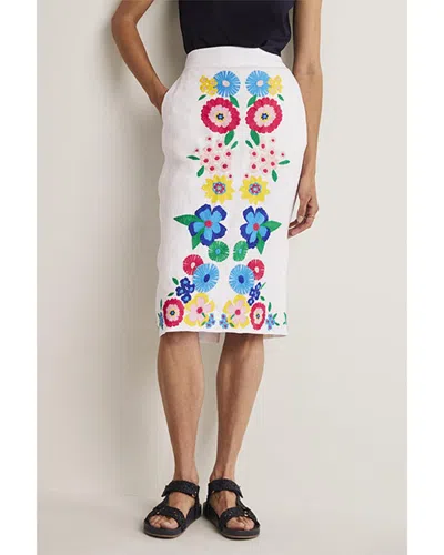 Shop Boden Embroidered Linen Pencil Skirt In Multi