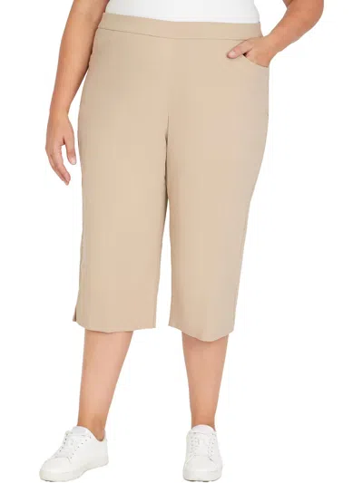 Shop Alfred Dunner Plus Womens Tummy Slimming Rayon Carpi Pants In Beige