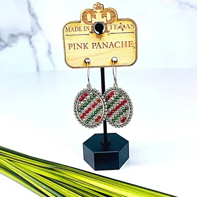 Pink Panache Women's Crystal Earrings In Red/white/green In Multi