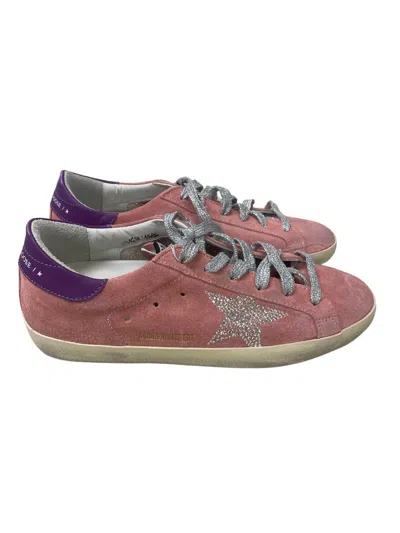 Shop Golden Goose Super Star Silver Lace Up Sneakers In Pink