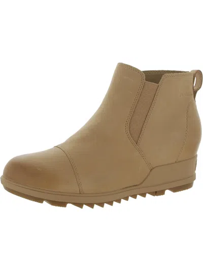 Shop Sorel Evie Womens Leather Pull On Booties In Beige