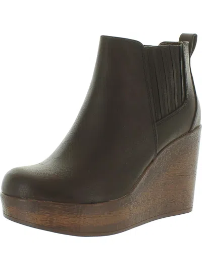 Shop B.o.c. Athalia Womens Faux Leather Wedge Boots In Green