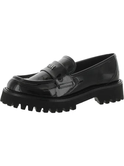 Shop Dkny Womens Patent Loafers In Black