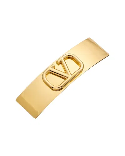 Shop Valentino Vlogo Signature Metal Hair Clip In Gold