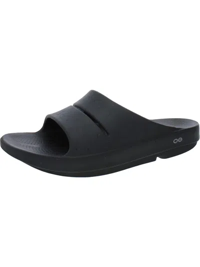 Shop Oofos Mens Slip On Comfort Slide Sandals In Black