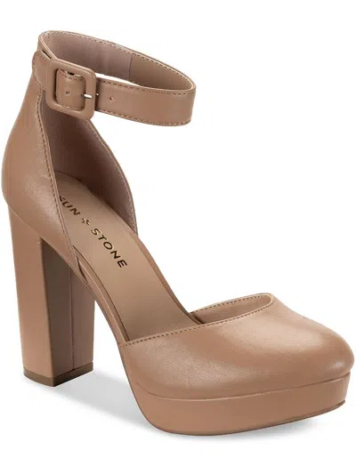 Shop Sun + Stone Estrella Womens Faux Leather Almond Toe Platform Heels In Beige