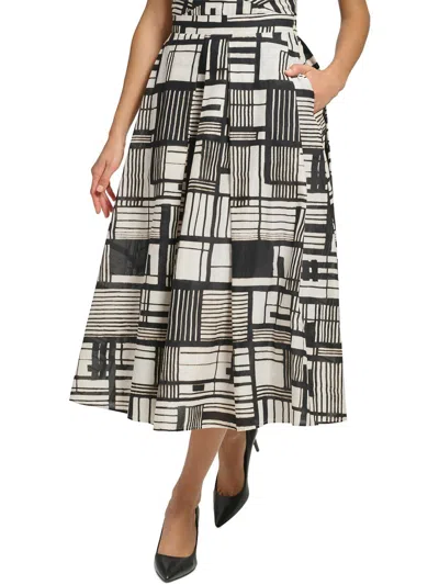 Shop Dkny Womens Printed Mid Calf Midi Skirt In Multi