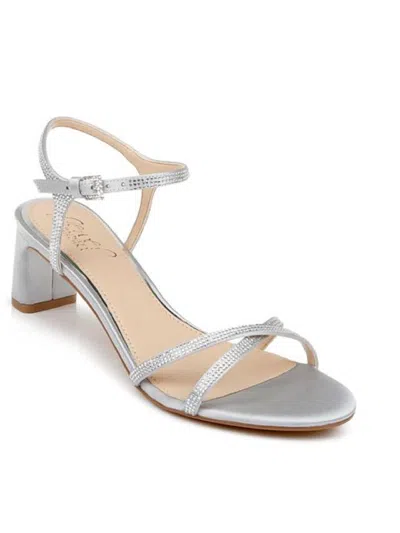 Shop Jewel Badgley Mischka Omari Ii Womens Satin Ankle Strap Heels In Silver
