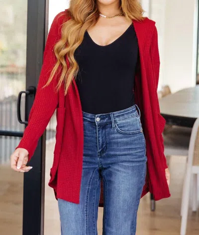 Shop Heimish Usa First Things First Hooded Cardigan In Red