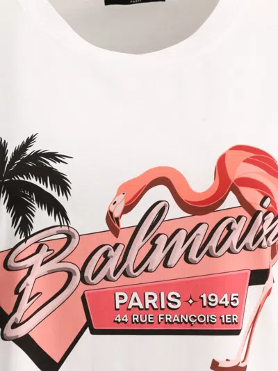 Shop Balmain " Flamingo" T-shirt In White