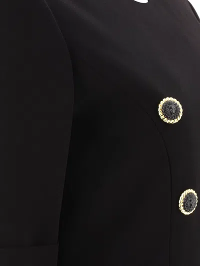 Shop Balmain 8-button Crepe Dress In Black