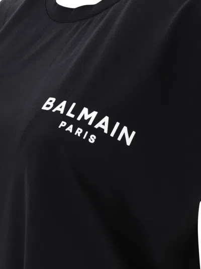 Shop Balmain T-shirt With Flock Detail In Black