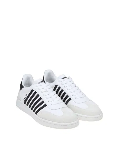 Shop Dsquared2 Leather And Suede Sneakers In White/black