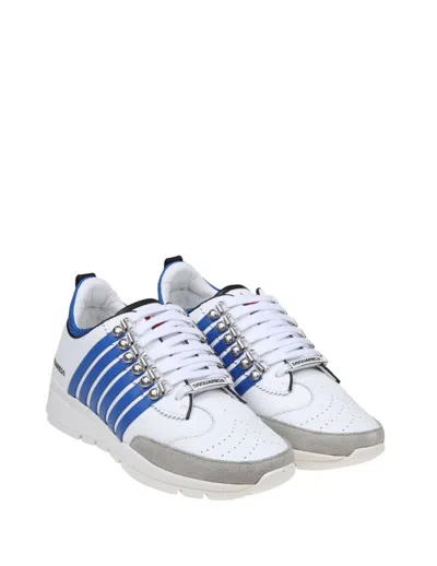 Shop Dsquared2 Leather And Suede Sneakers In White/grey