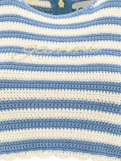 Shop Ganni Crochet Top In Blue