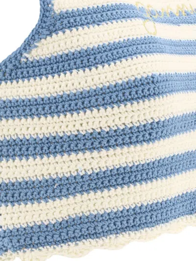 Shop Ganni Crochet Top In Blue